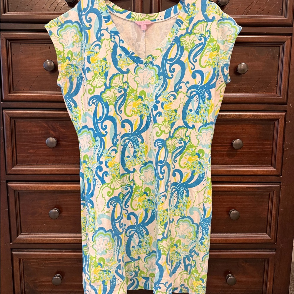 Lilly Pulitzer Blue, Green & White Floral Tunic